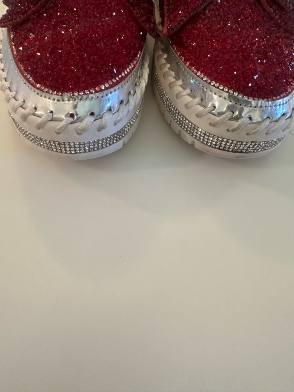 Muguan Red Crystal Embellished Platform Slip-On Sneakers SZ 8.5 or 250 or 39/40 - Picture 7 of 12